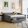 Upholstered daybed with Two Drawers; Wood Slat Support; Gray; Full Size(OLD SKU :LP001111AAE) - pic