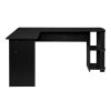 L-Shaped Wood Right-angle Computer Desk with Two-layer Bookshelves RT - Black