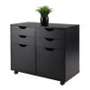 Halifax Wide 2-Door Storage Cabinet; 4-Drawer; Black - 20622