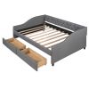 Upholstered daybed with Two Drawers; Wood Slat Support; Gray; Full Size(OLD SKU :LP001111AAE) - pic