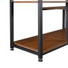 Bookcase and Bookshelf, Home Office 5 Tier Bookshelf, Open Freestanding Storage Shelf with Metal Frame - Brown