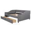 Upholstered daybed with Two Drawers; Wood Slat Support; Gray; Full Size(OLD SKU :LP001111AAE) - pic