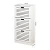 Wooden Shoe Cabinet for Entryway; White Shoe Storage Cabinet with 3 Flip Doors 20.94x9.45x43.11 inch - as Pic