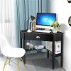 Household Corner Office Writing Desk With Pull-out Drawer and Shelf - Style C