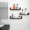 Set of 3 Floating Display Shelves Ledge Bookshelf Wall Mount Storage Home DÃ©cor - Black