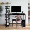 Simple Elegant 47.5 Inch Computer Desk With Shelves - Black