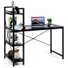 Simple Elegant 47.5 Inch Computer Desk With Shelves - Black