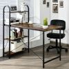 Modern Minimalist 48-Inch Reversible Computer Desk With Storage Shelf - Rustic Brown