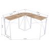 Corner Computer Desk Foldable Writing Study Table Rustic Home Office Workstation Industrial L-Shaped Desk - White