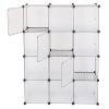 12-Cube Storage Shelf Cube Shelving Bookcase Bookshelf Organizing Closet Toy Organizer Cabinet White Color YF - White