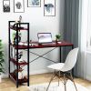 47.5 Inch Writing Study Computer Desk with 4-Tier Shelves - Rustic Brown