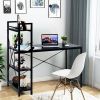 Simple Elegant 47.5 Inch Computer Desk With Shelves - Black