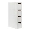 4-Tire Rolling Cart Organizer Unit with Wheels Narrow Slim Container Storage Cabinet for Bathroom Bedroom RT - White