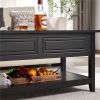 Wooden Lift Top Coffee Table with Hidden Storage and Bottom Shelf;  Black - Black