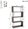 S-Shaped 5 Shelf Bookcase, Wooden Z Shaped 5-Tier Etagere Bookshelf Stand for Home Office Living Room Decor Books Display RT - Brown