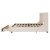 Queen Size Storage Bed Velvet Upholstered Platform Bed with Wingback Headboard and a Big Drawer (Beige) - pic