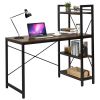 47.5 Inch Writing Study Computer Desk with 4-Tier Shelves - Tan