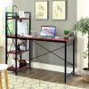 47.5 Inch Writing Study Computer Desk with 4-Tier Shelves - Rustic Brown