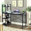 47.5 Inch Writing Study Computer Desk with 4-Tier Shelves - Black