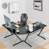 59 Inches L-Shaped Corner Desk Computer Table for Home Office Study Workstation - Black