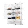 12-Cube Storage Shelf Cube Shelving Bookcase Bookshelf Organizing Closet Toy Organizer Cabinet White Color YF - White