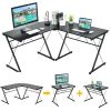 59 Inches L-Shaped Corner Desk Computer Table for Home Office Study Workstation - Black