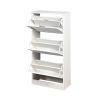 Wooden Shoe Cabinet for Entryway; White Shoe Storage Cabinet with 3 Flip Doors 20.94x9.45x43.11 inch - as Pic