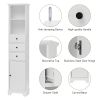 Tall Bathroom Cabinet;  Freestanding Storage Cabinet with 3 Drawers and Adjustable Shelf;  MDF Board with Painted Finish - White