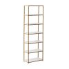 6-Shelf Gold Metal Frame Bookcase - White