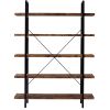 5-tier Industrial Bookcase with Rustic Wood and Metal Frame, Large Open Bookshelf for Living Room(Distressed Brown) - Rustic Brown