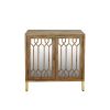 Wooden Cabinet Retro Mirrored Accent Storage Cabinet with 2 Doors for Entryway;  Living Room  - Natural