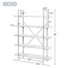 ON-TREND 5-tier Industrial Bookcase with Rustic Wood and Metal Frame; Large Open Bookshelf for Living Room(Distressed Brown) - as Pic