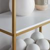 6-Shelf Gold Metal Frame Bookcase;  White - White