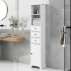 Tall Bathroom Cabinet;  Freestanding Storage Cabinet with 3 Drawers and Adjustable Shelf;  MDF Board with Painted Finish - White