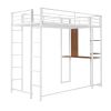 Twin Metal Loft Bed with 2 Shelves and one Desk ; WHITE(Old SKU: MF281206AAK) - as pic