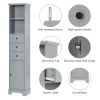 Tall Bathroom Cabinet;  Freestanding Storage Cabinet with 3 Drawers and Adjustable Shelf;  MDF Board with Painted Finish - Grey