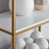 6-Shelf Gold Metal Frame Bookcase - White