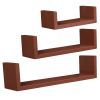 Set of 3 Floating Display Shelves Ledge Bookshelf Wall Mount Storage Home DÃ©cor Brown RT - Brown