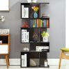 5 Cubes Ladder Shelf Corner Bookshelf Display Rack Bookcase - Black