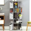 5 Cubes Ladder Shelf Corner Bookshelf Display Rack Bookcase - Gray