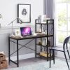 47.5 Inch Writing Study Computer Desk with 4-Tier Shelves - Rustic Brown