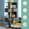 5 Cubes Ladder Shelf Corner Bookshelf Display Rack Bookcase - Black