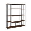 Bookcase and Bookshelf, Home Office 5 Tier Bookshelf, Open Freestanding Storage Shelf with Metal Frame - Brown