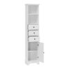 Tall Bathroom Cabinet;  Freestanding Storage Cabinet with 3 Drawers and Adjustable Shelf;  MDF Board with Painted Finish - White