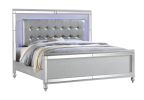 Sterling Queen Size Upholstered LED Bed made with wood in Silver Color - as pic