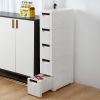 5-Tire Rolling Cart Organizer Unit with Wheels Narrow Slim Container Storage Cabinet for Bathroom Bedroom - as pic