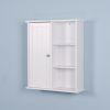 Wall Mount Medicine Cabinet with a Door;  Wooden Bathroom Storage Cabinet with Adjustable Shelf - White