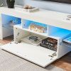 White morden TV Stand with LED Lights high glossy front TV Cabinet - Default