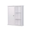 Wall Mount Medicine Cabinet with a Door;  Wooden Bathroom Storage Cabinet with Adjustable Shelf - White