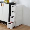 4-Tire Rolling Cart Organizer Unit with Wheels Narrow Slim Container Storage Cabinet for Bathroom Bedroom RT - White